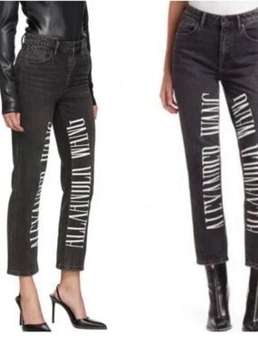 Alexander wang t cult wang logo jeans black aged